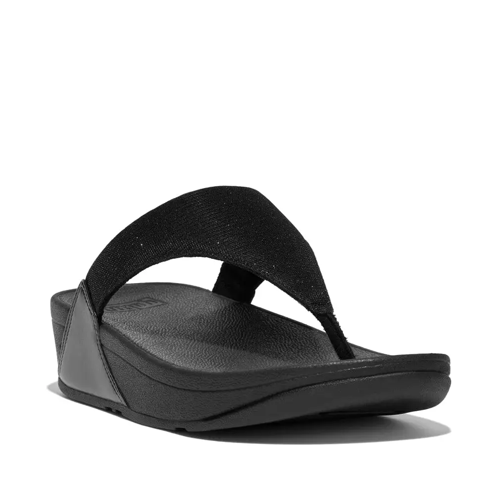 FitFlop Black Shimmerlux Toe-Post Sandals [result]