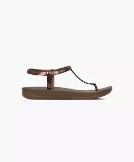 FitFlop bronze thongs with splash pearlised design