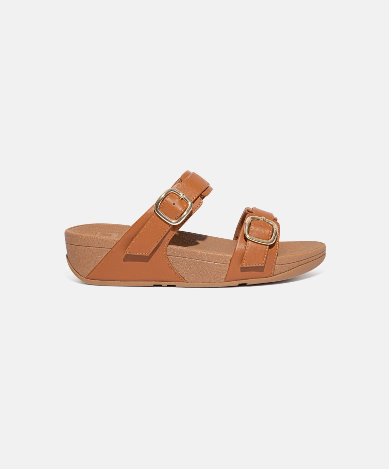 FitFlop Brown Leather Slides with Adjustable Straps