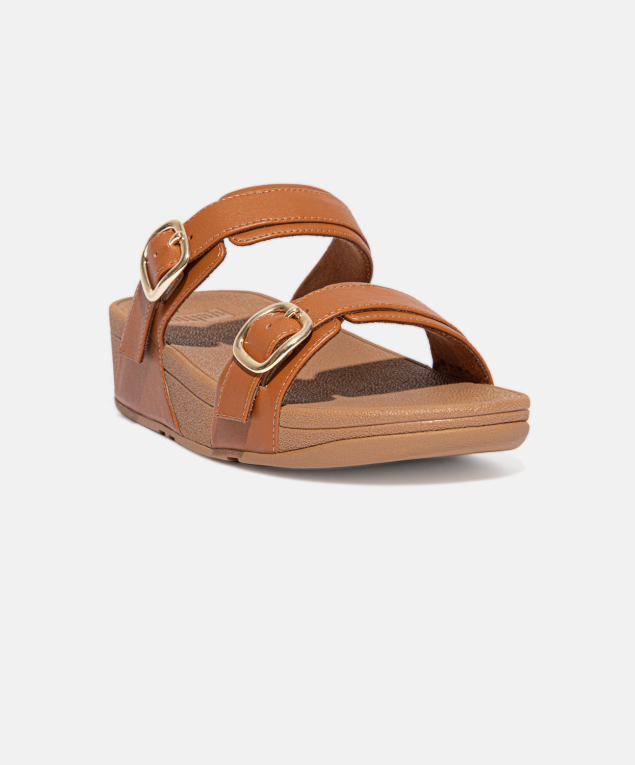 FitFlop Brown Leather Slides with Adjustable Straps