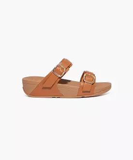 FitFlop Brown Leather Slides with Adjustable Straps