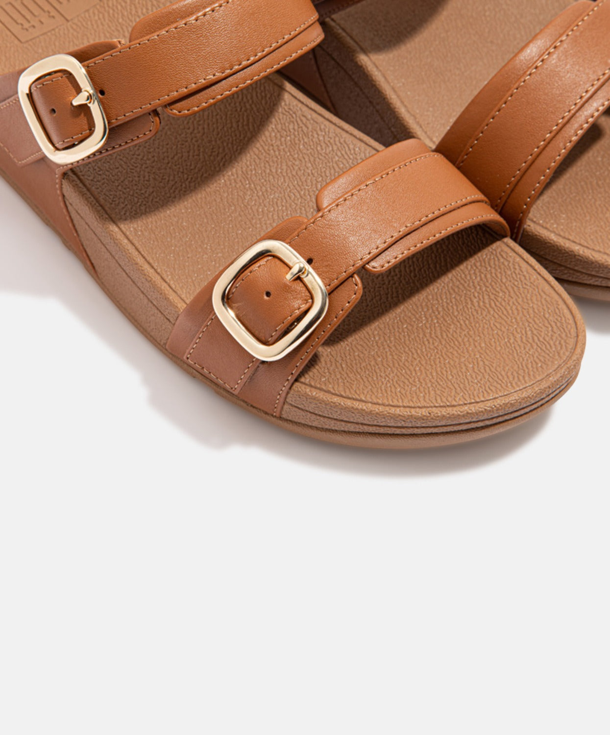 FitFlop Brown Leather Slides with Adjustable Straps