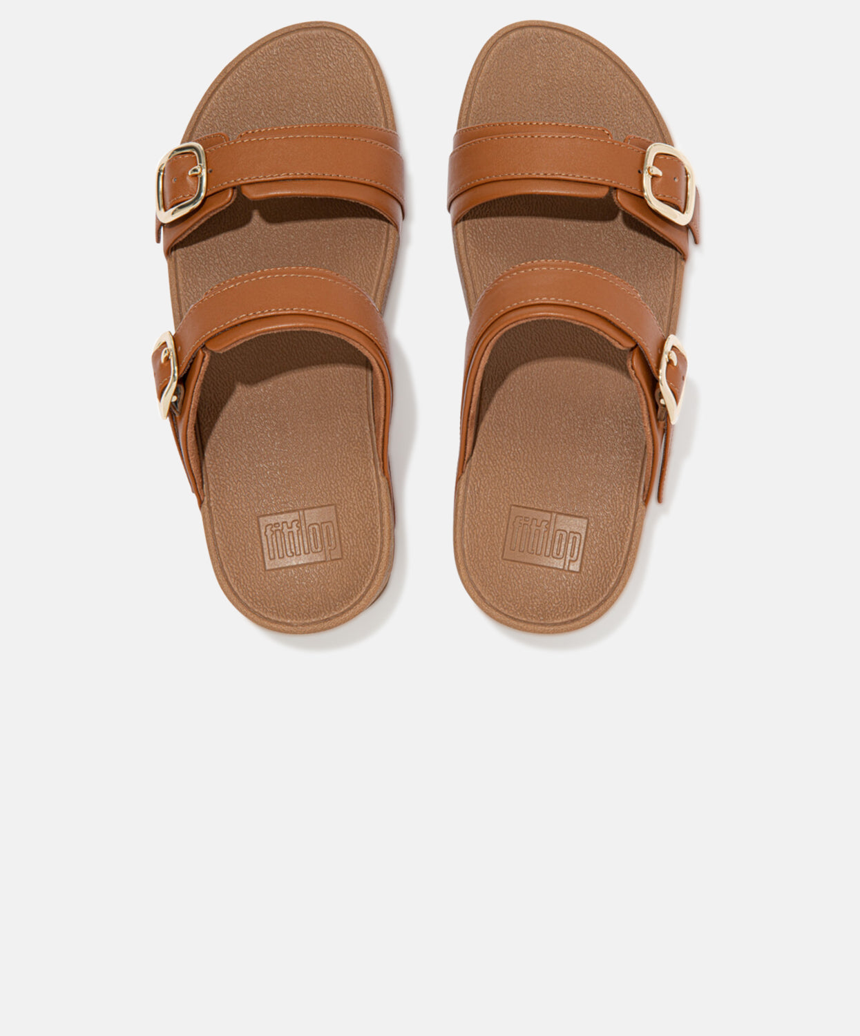 FitFlop Brown Leather Slides with Adjustable Straps