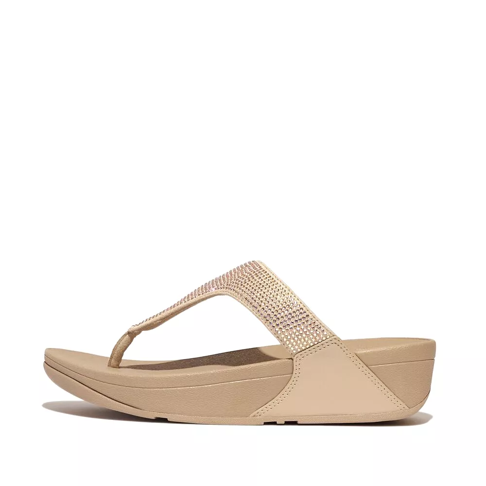 FitFlop Crystal Toe-Post Sandals Latte Beige