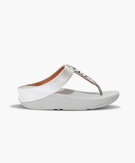 FitFlop Fino Stone Trim Silver Sandals.