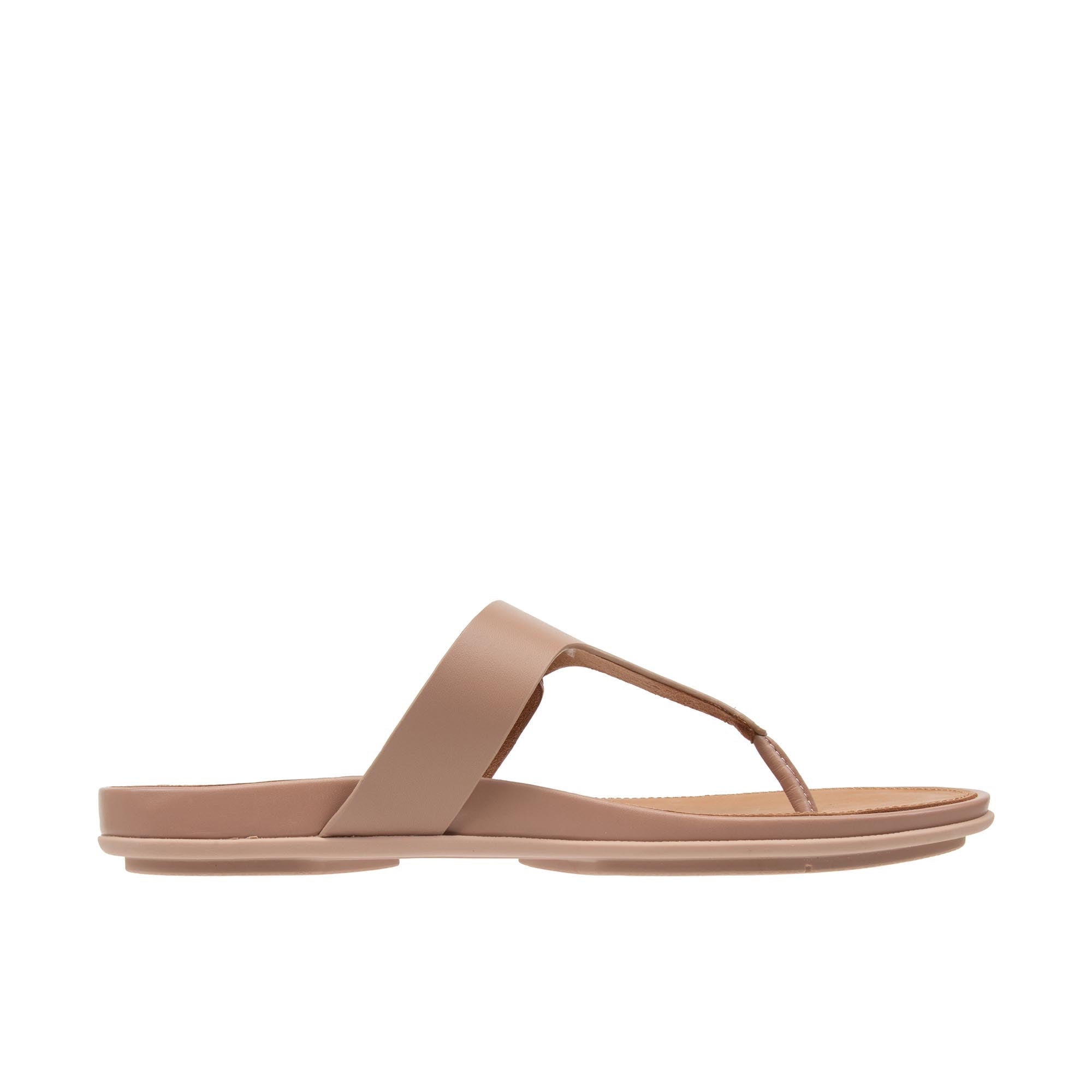 FitFlop Gracie Leather Sandals - Beige, Rubber-Buckle, Toe Post, Women