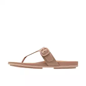 FitFlop Gracie Leather Sandals - Beige, Rubber-Buckle, Toe Post, Women