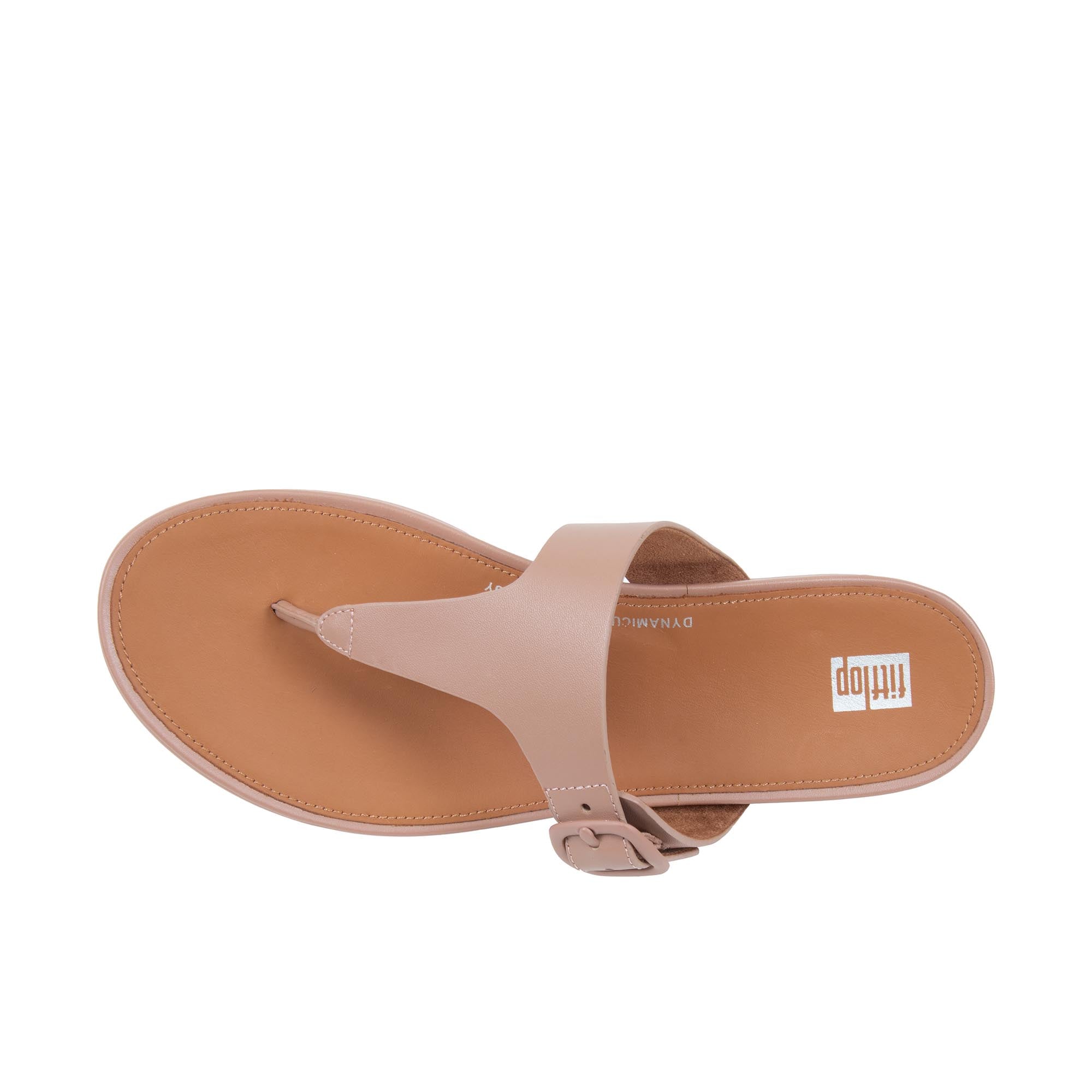 FitFlop Gracie Leather Sandals - Beige, Rubber-Buckle, Toe Post, Women