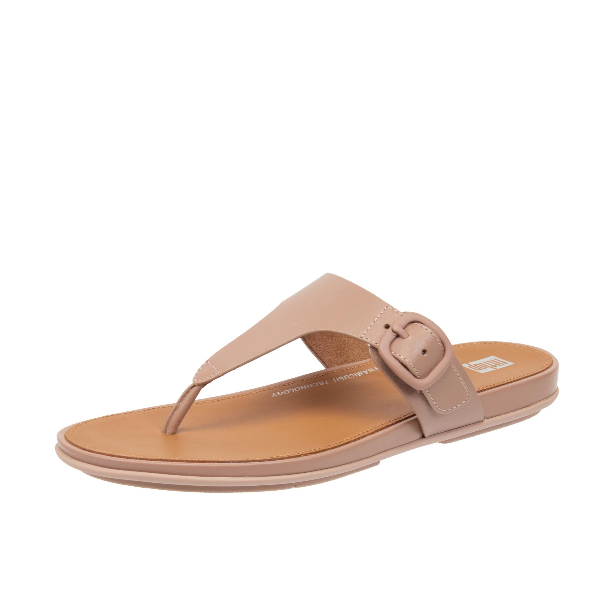 FitFlop Gracie Leather Sandals - Beige, Rubber-Buckle, Toe Post, Women