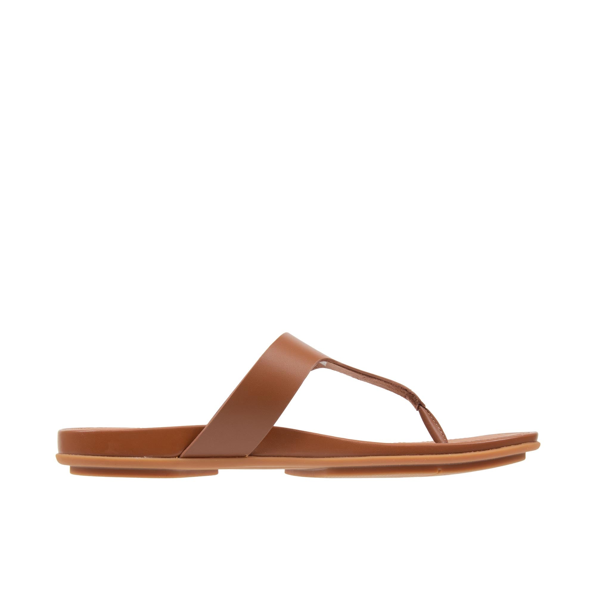 FitFlop Gracie Rubber-Buckle Leather Toe Post Sandals - Light Tan