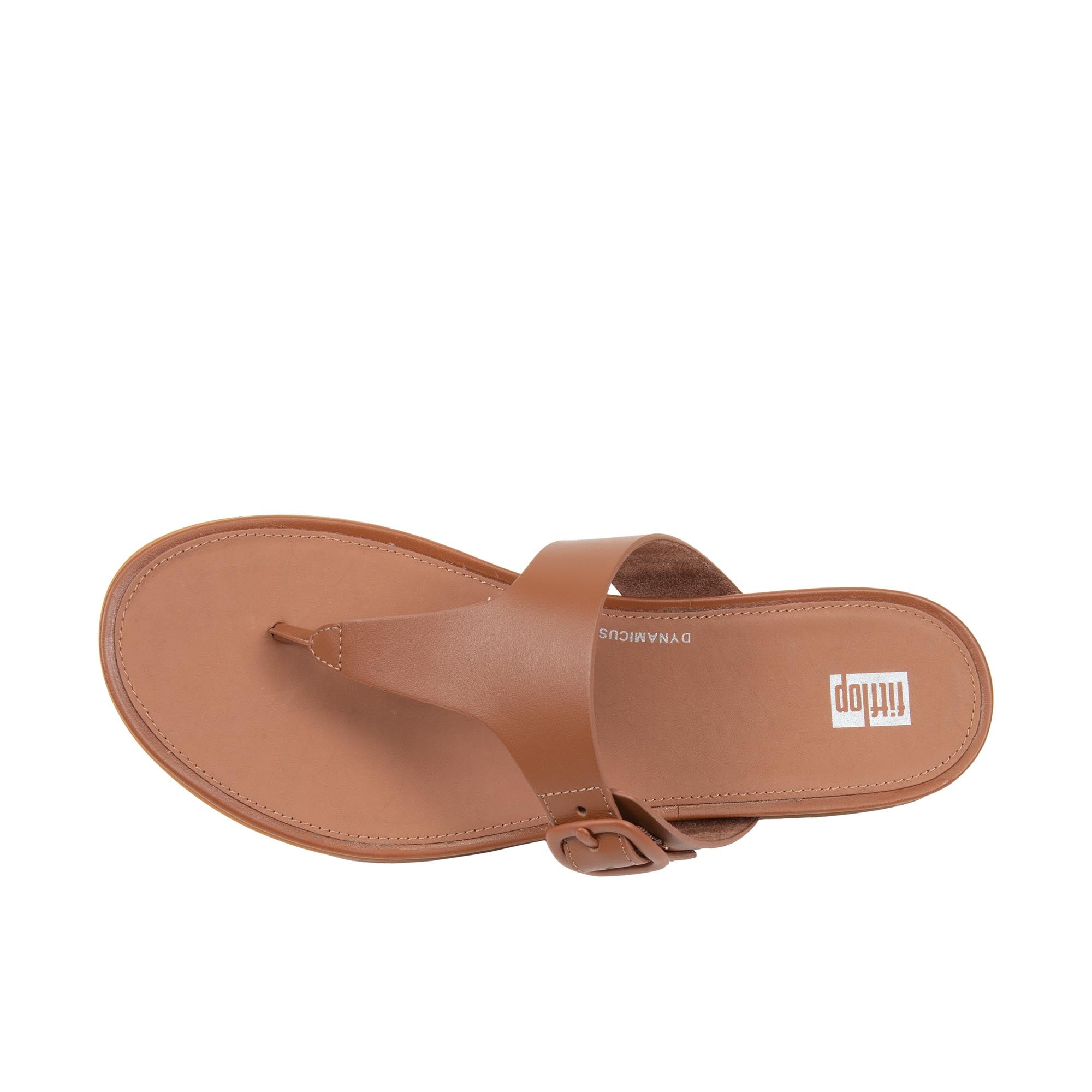 FitFlop Gracie Rubber-Buckle Leather Toe Post Sandals - Light Tan