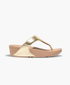 FitFlop Lulu Gold Leather Toe Post Sandals