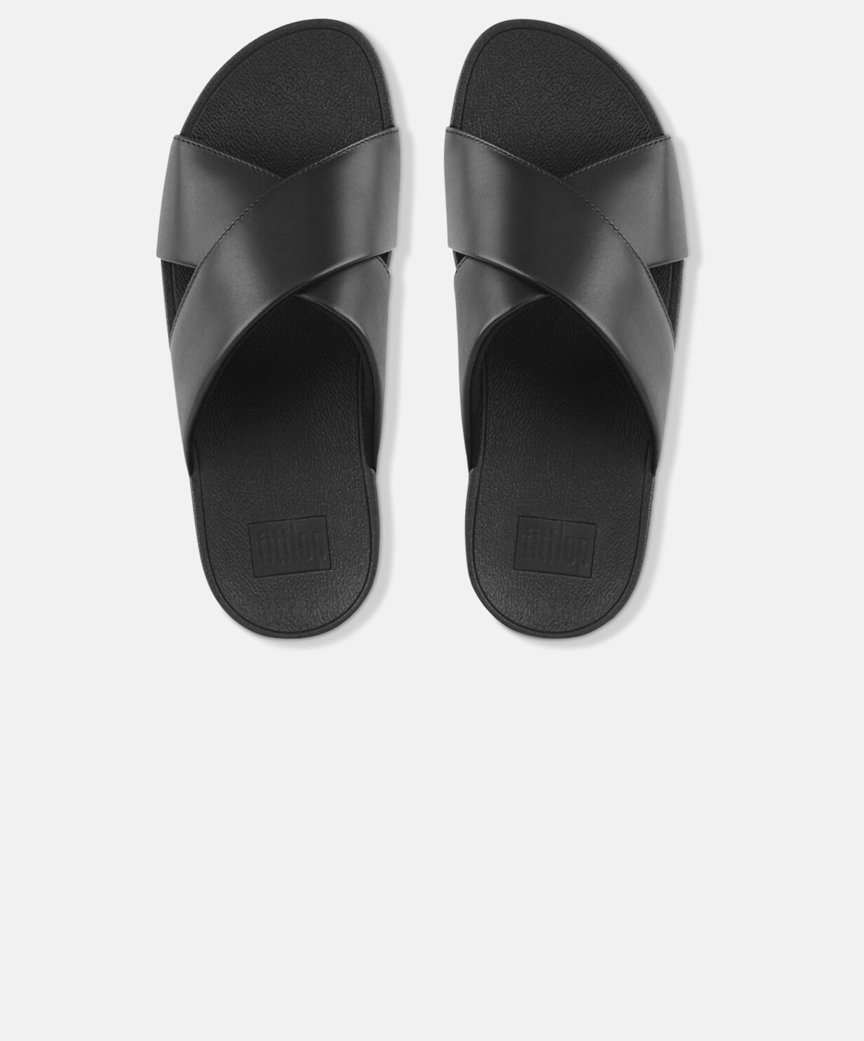 FitFlop Lulu Leather Black Cross Slide Sandals