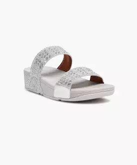 FitFlop Lulu Silver Sequin Slides