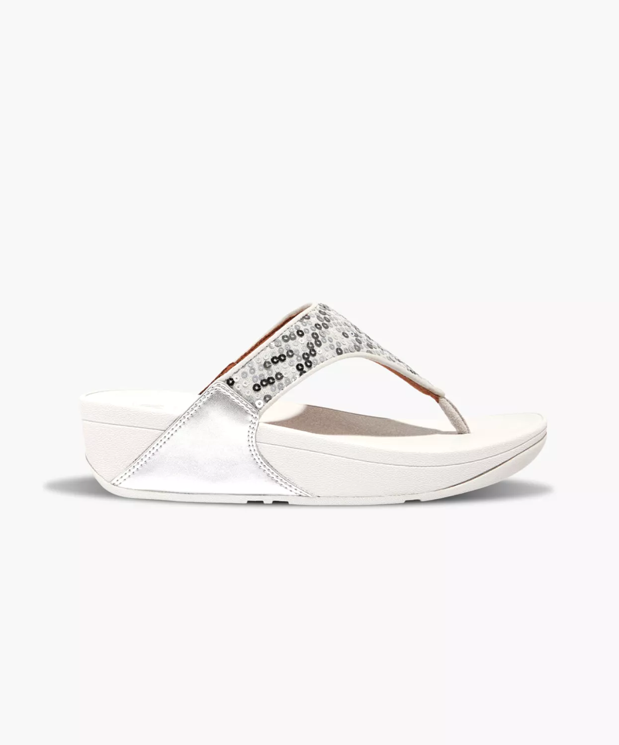 FitFlop Lulu Silver Sequined Toe Post Sandals