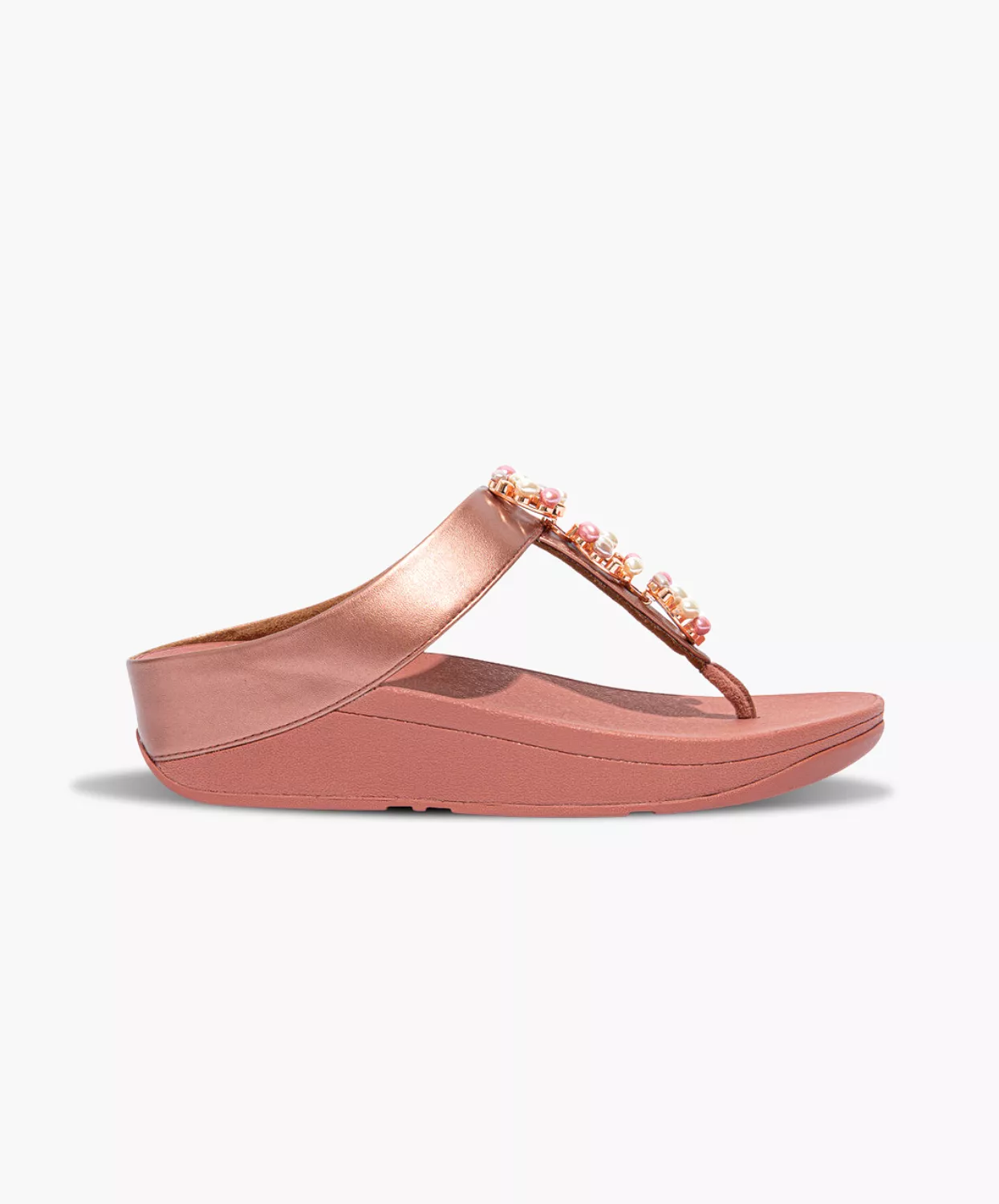 FitFlop Pink Fino Sandals - Pearl-Chain Toe Post