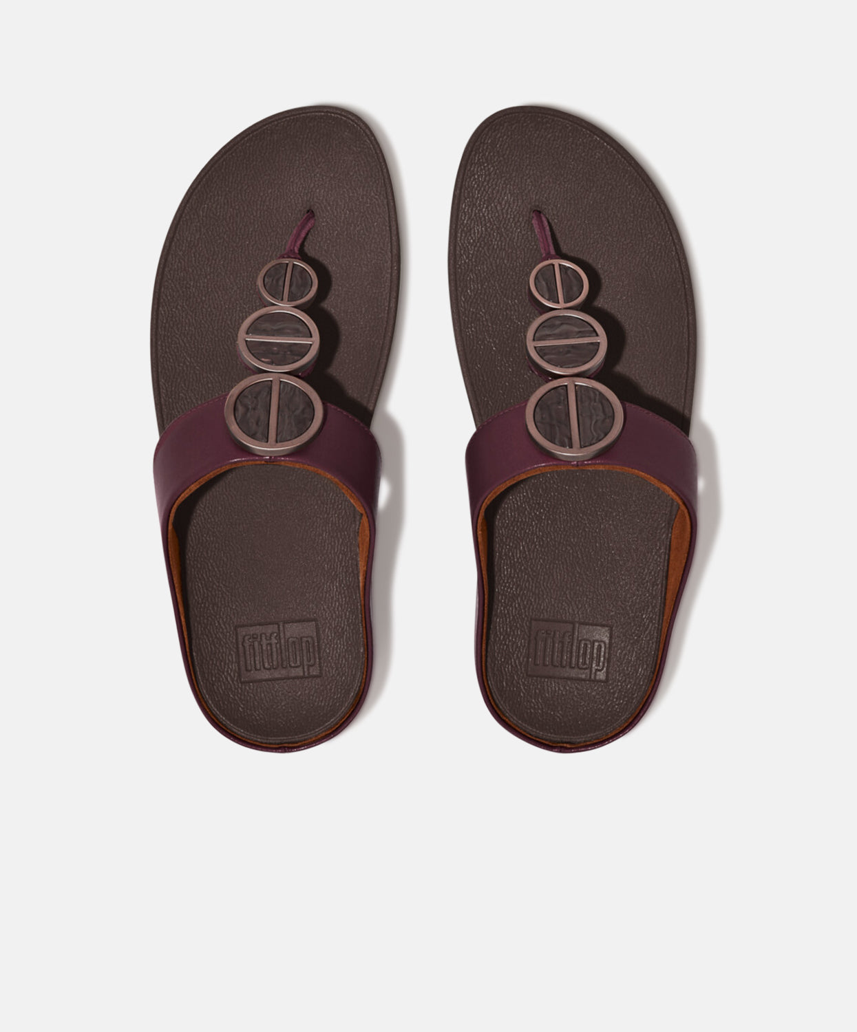 FitFlop Plum sandals with metallic trim toe post