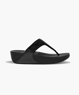 FitFlop Sequined Toe Post Sandals Black