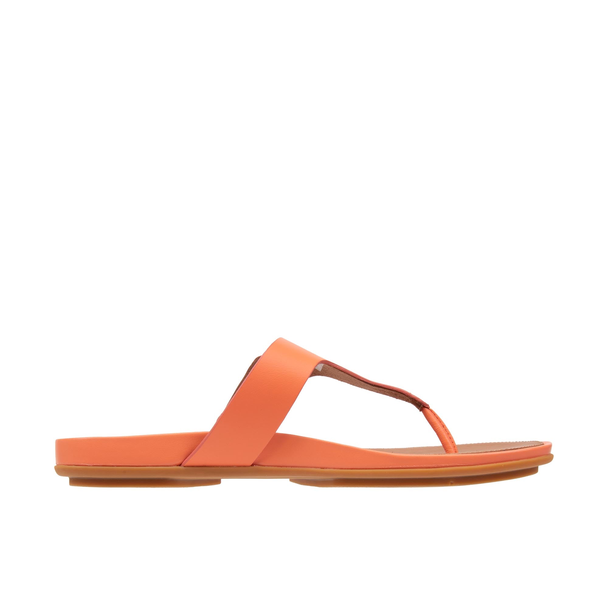 FitFlop Women's Gracie Sandals - Rubber-Buckle Leather Toe Post - Sunshine Coral