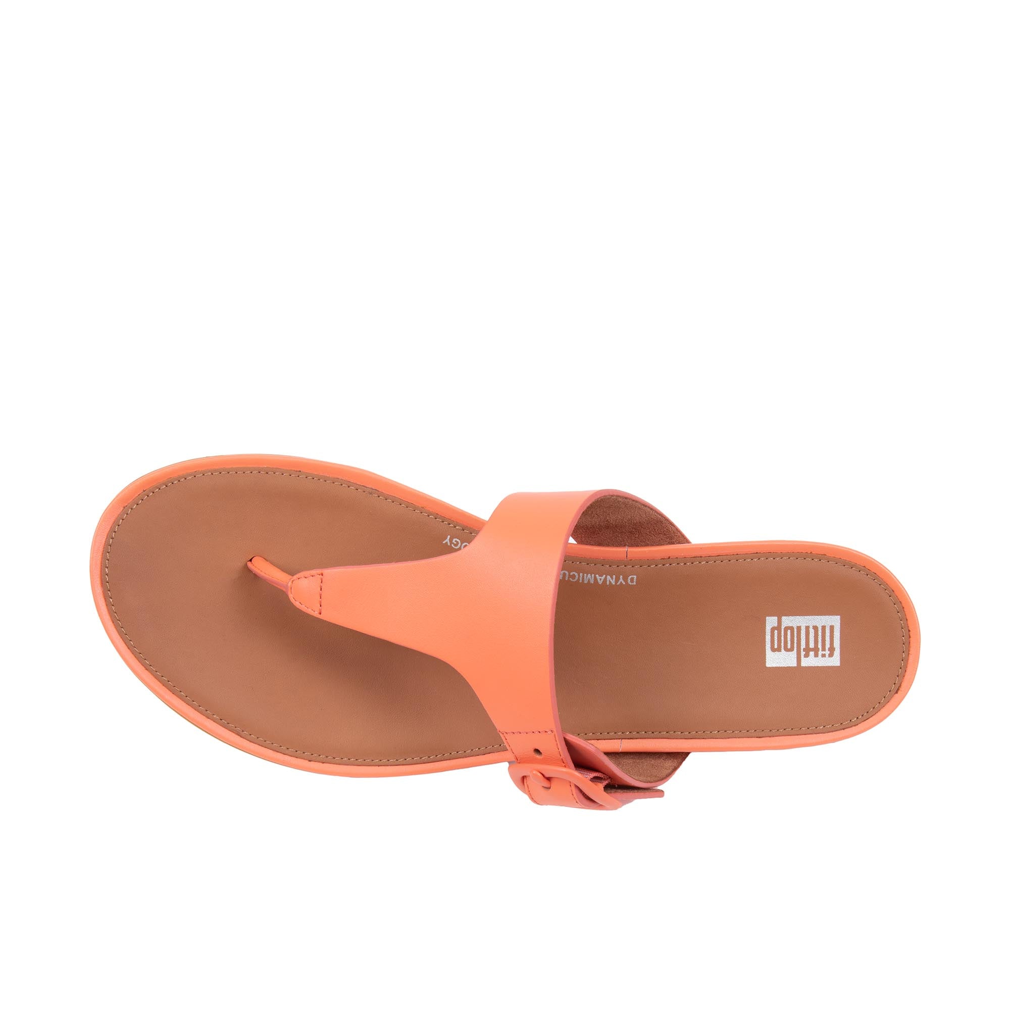 FitFlop Women's Gracie Sandals - Rubber-Buckle Leather Toe Post - Sunshine Coral