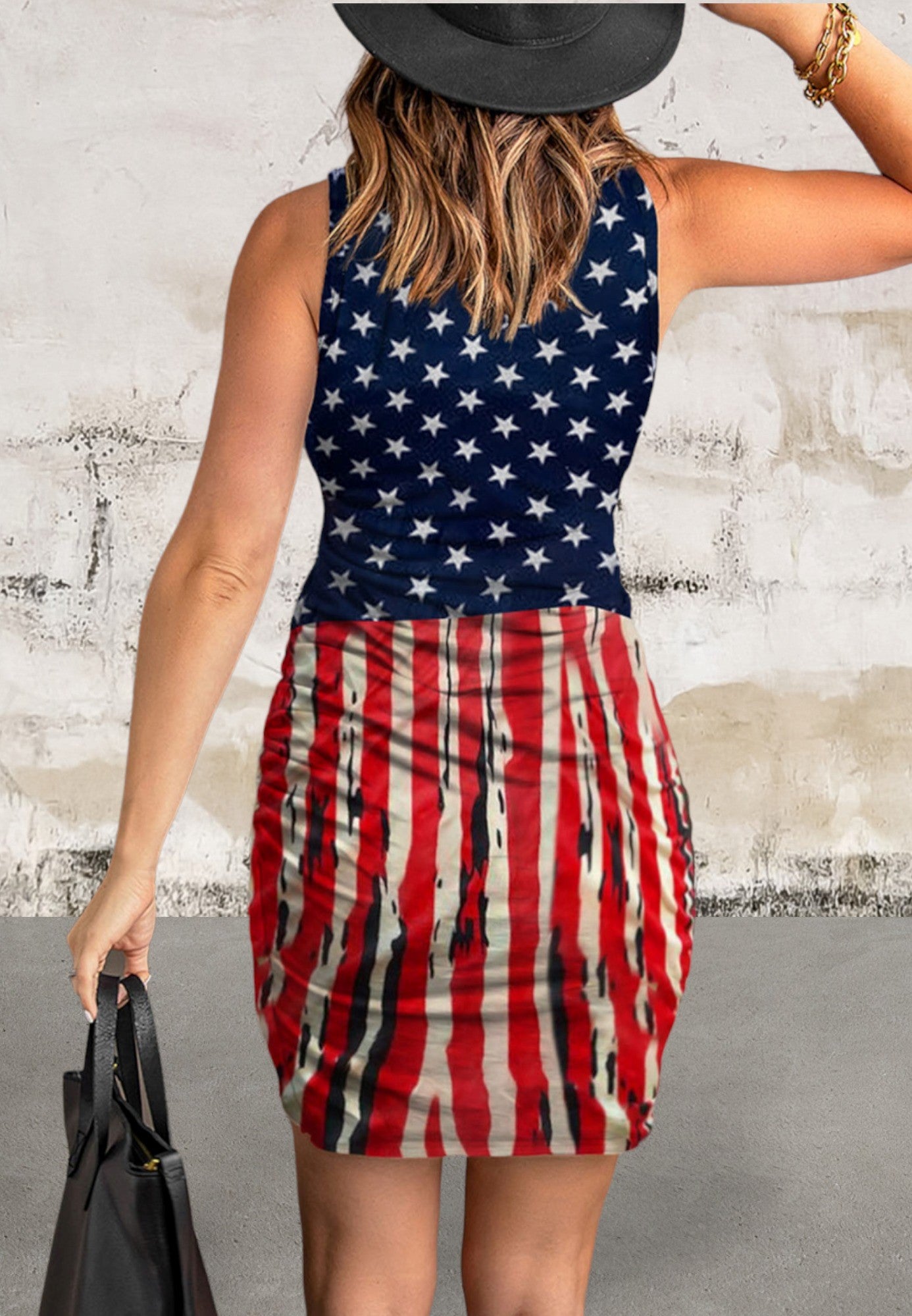 Flag Print Wrap Dress