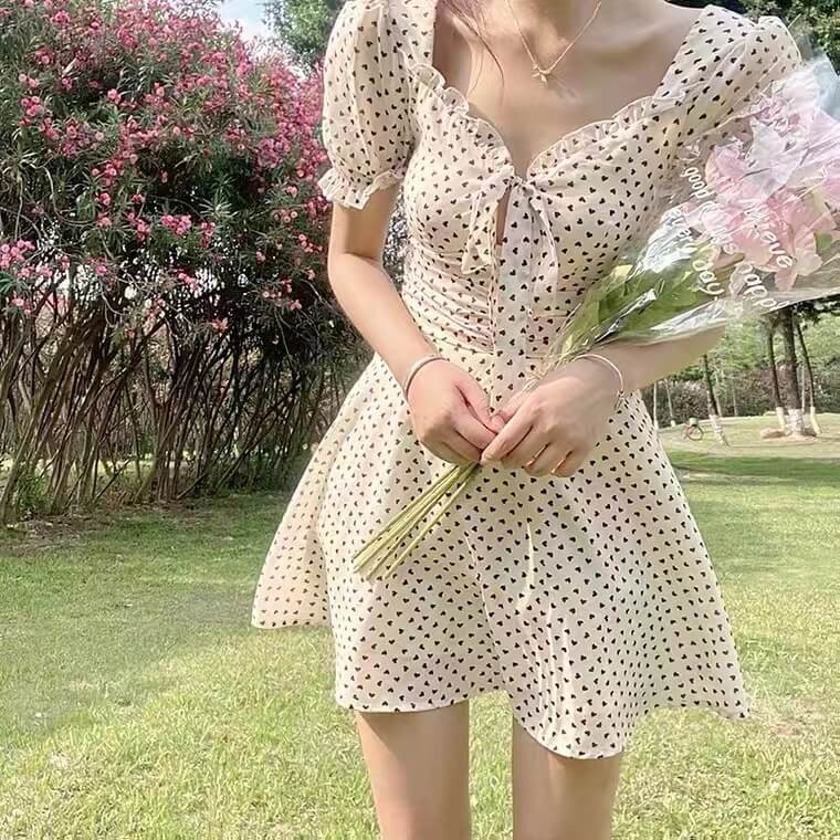 Floral Dress BY4053 Cross Bandage in Sexy Pastoral Style.