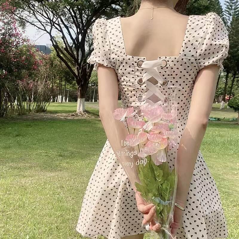 Floral Dress BY4053 Cross Bandage in Sexy Pastoral Style.