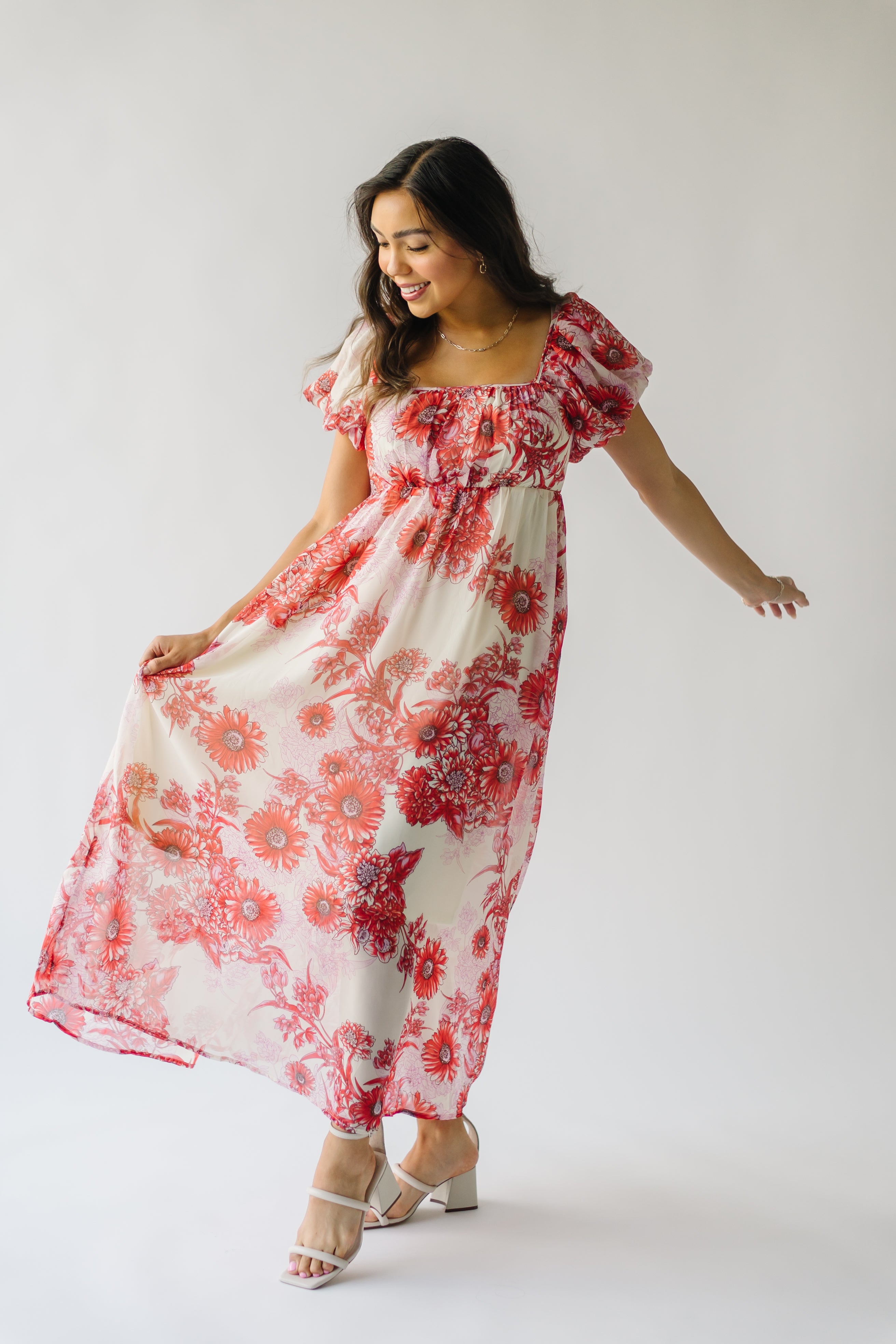 Foreman Red Floral Maxi Dress