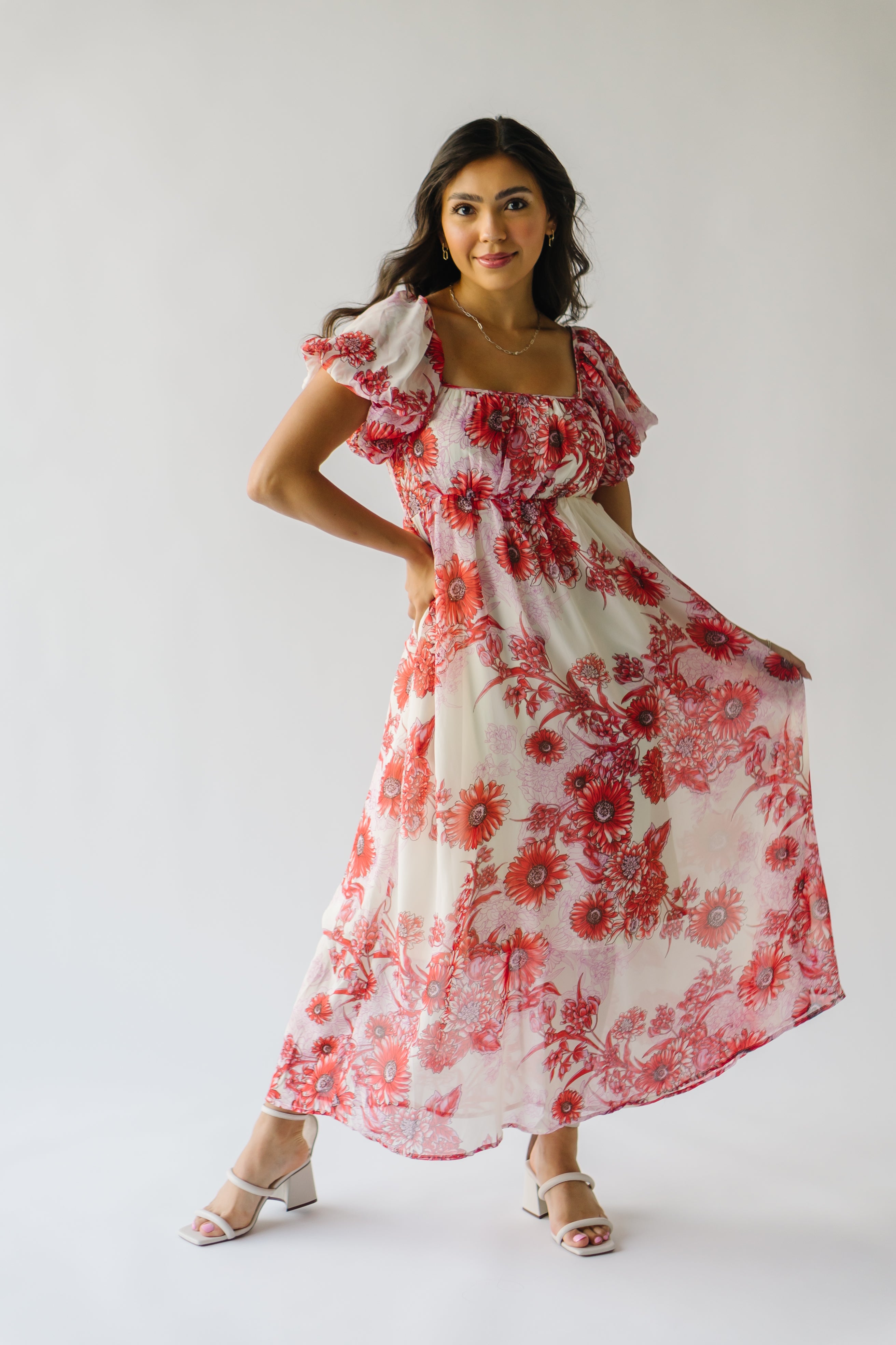 Foreman Red Floral Maxi Dress