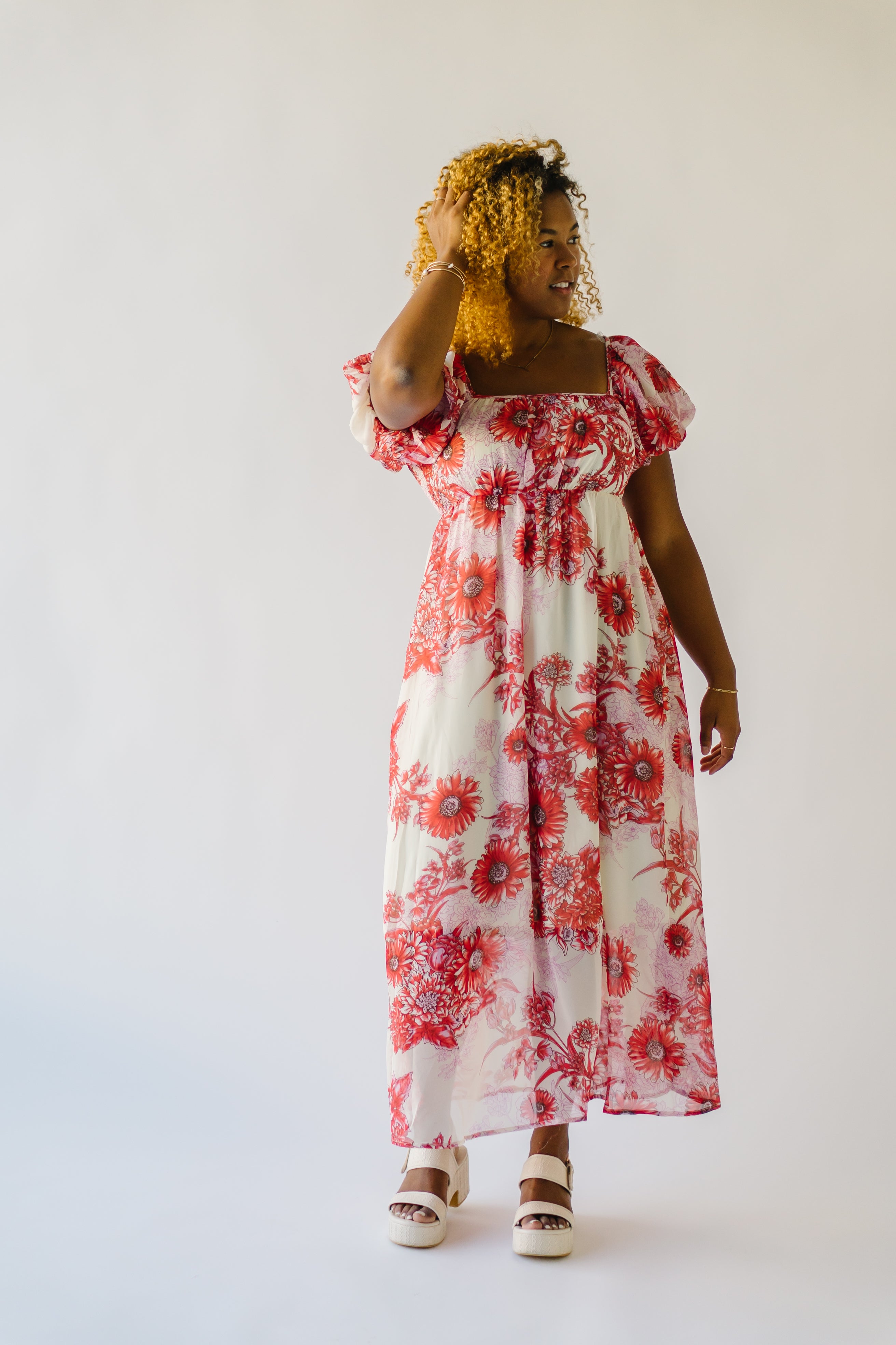 Foreman Red Floral Maxi Dress