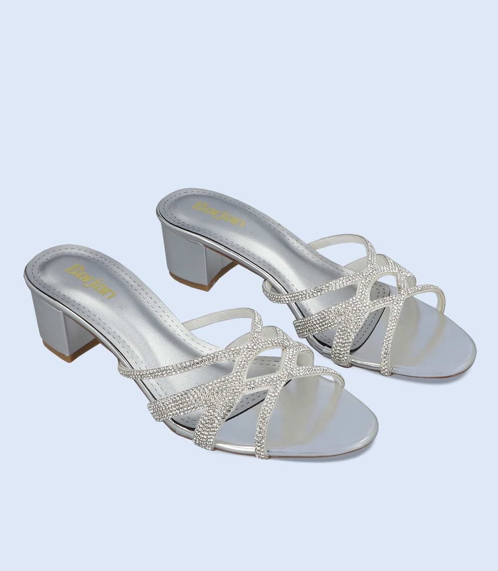 Formal Slipper Heels for Women - BW9623 SILVER