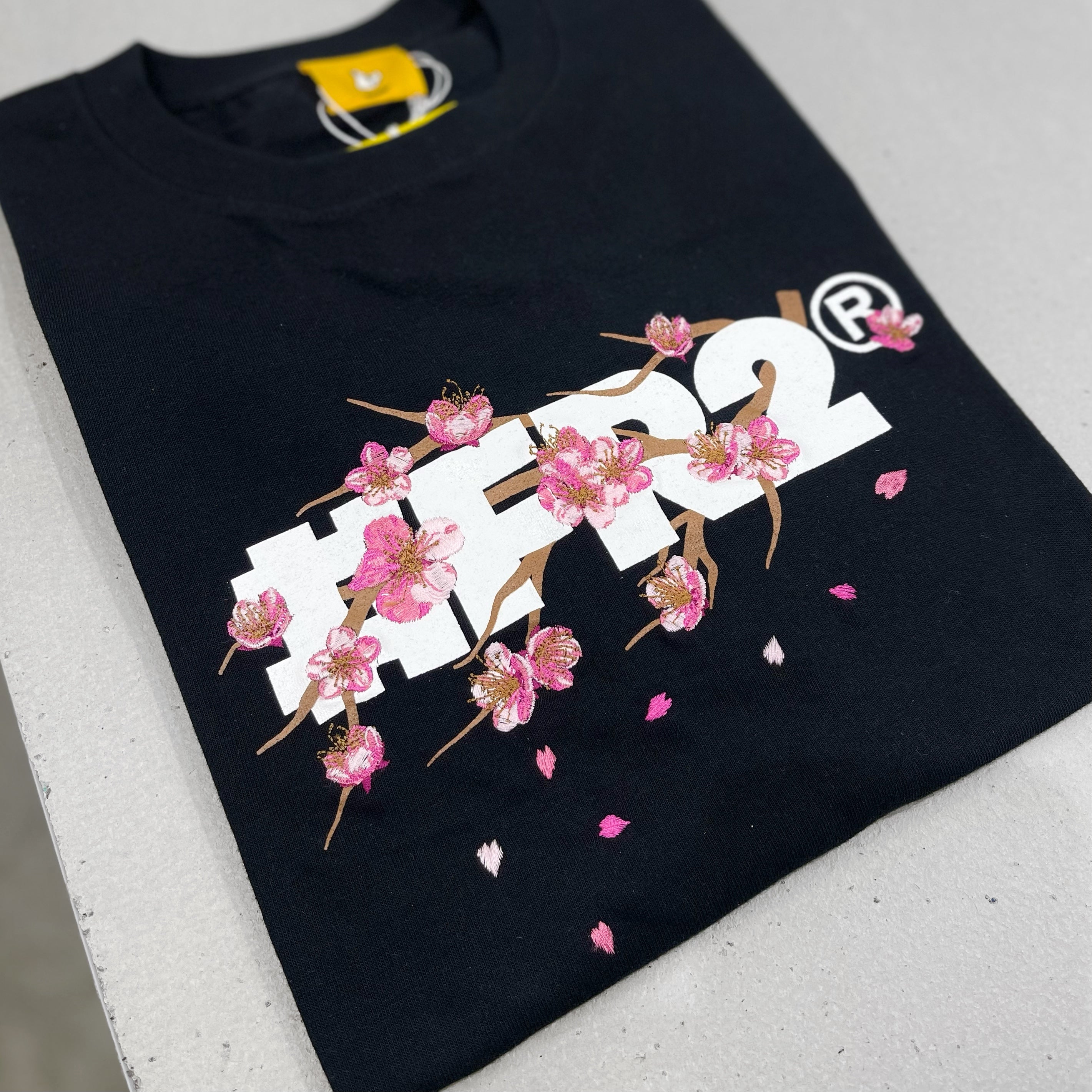 FR2 Japan Sakura Embroidery Logo Tee Black - Japan Exclusive