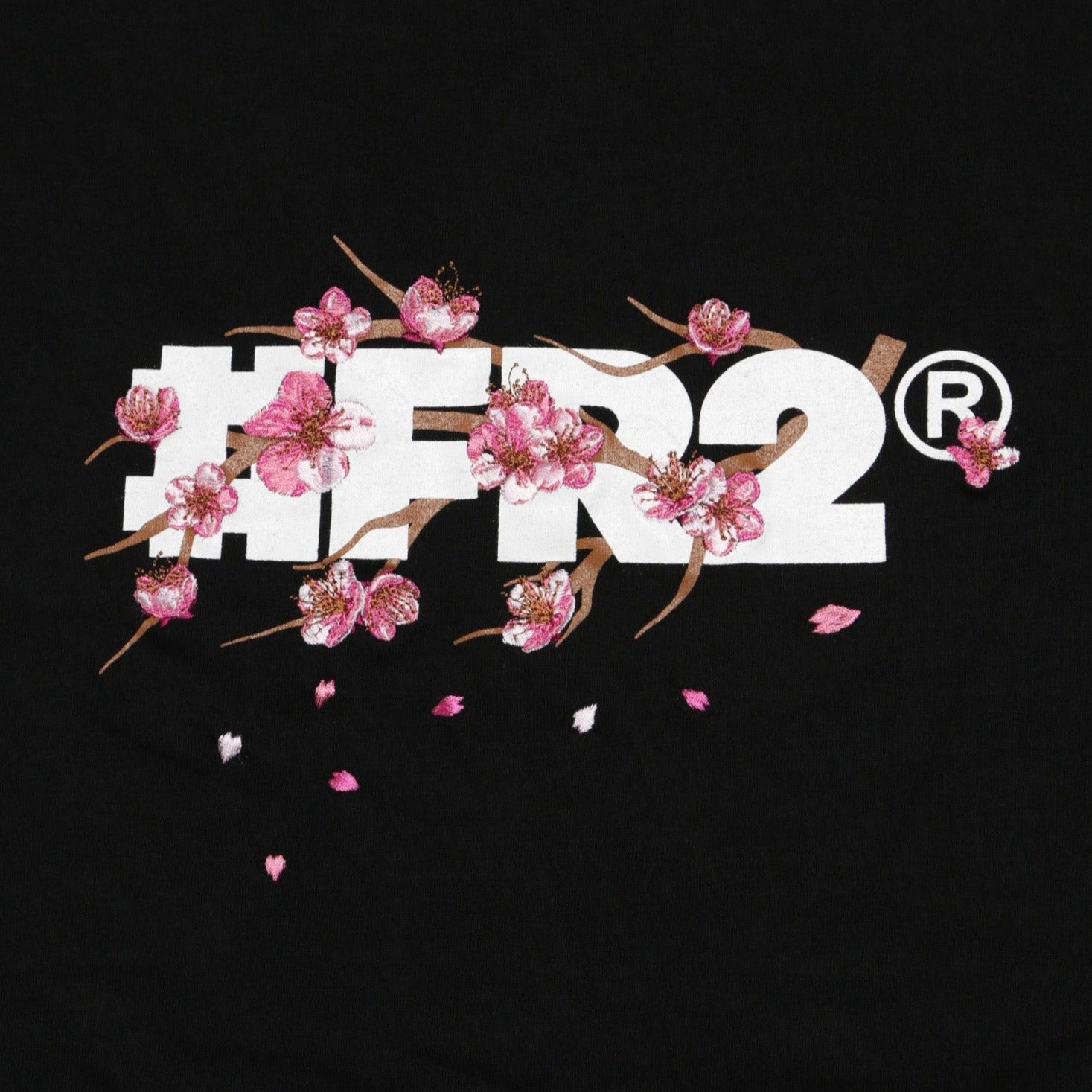 FR2 Japan Sakura Embroidery Logo Tee Black - Japan Exclusive