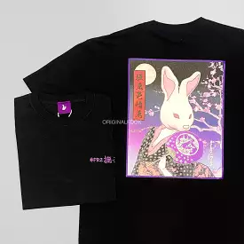 FR2 Japan Ukiyoe Rabbit T-shirt Black Purple Japanese Exclusive.