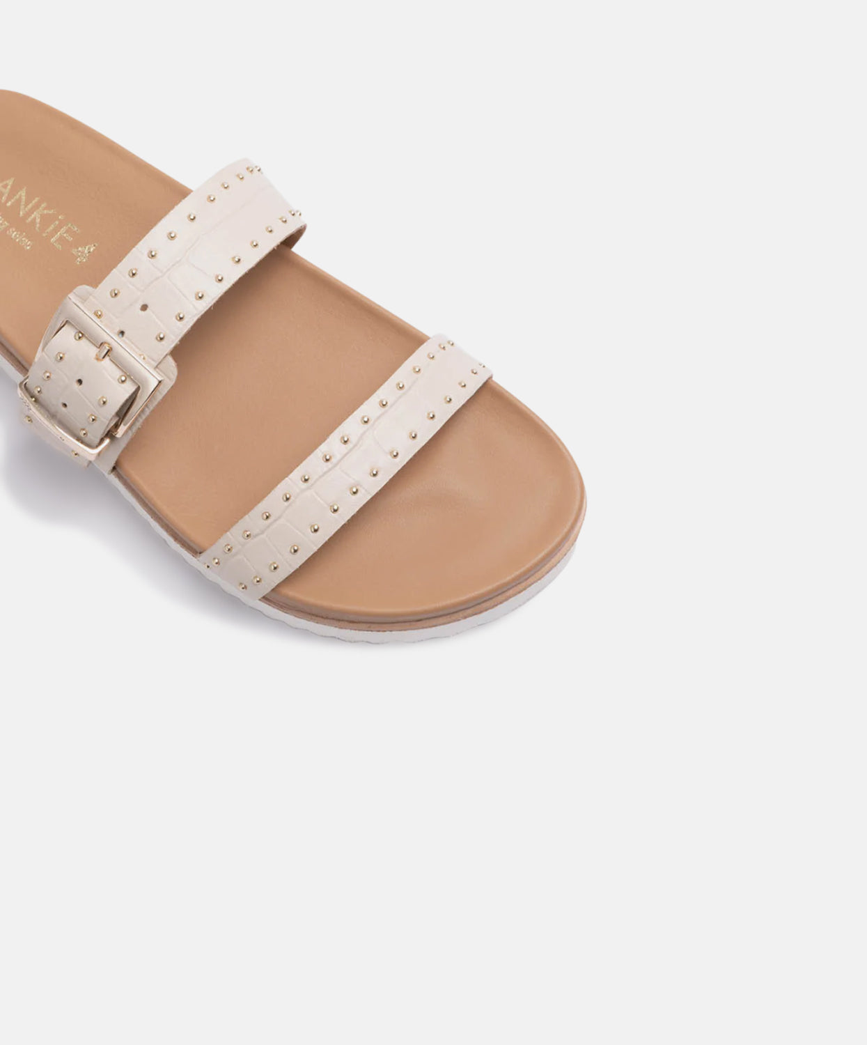 FRANKIE4 Elsa Almond Milk Croc Embossed Slides