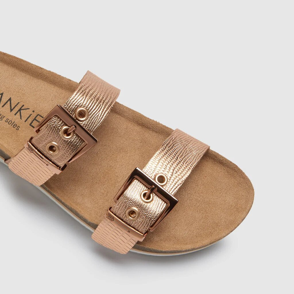 Frankie4 sandals - Sandy III - Rose Gold - Lizard Emboss