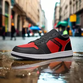 Freaky Shoes Red Black Unisex Low Top Leather Sneakers