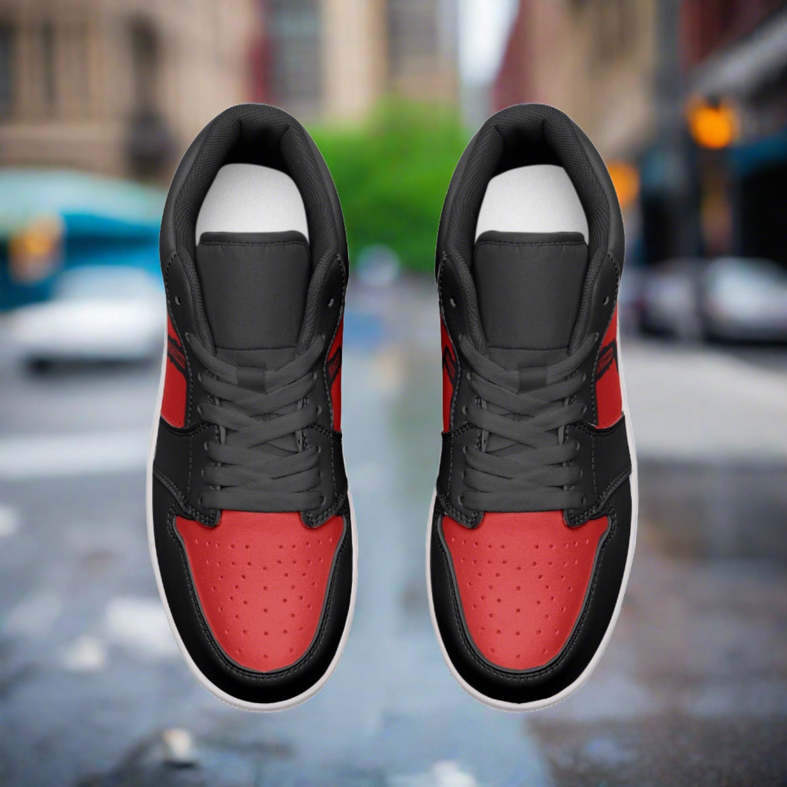 Freaky Shoes Red Black Unisex Low Top Leather Sneakers