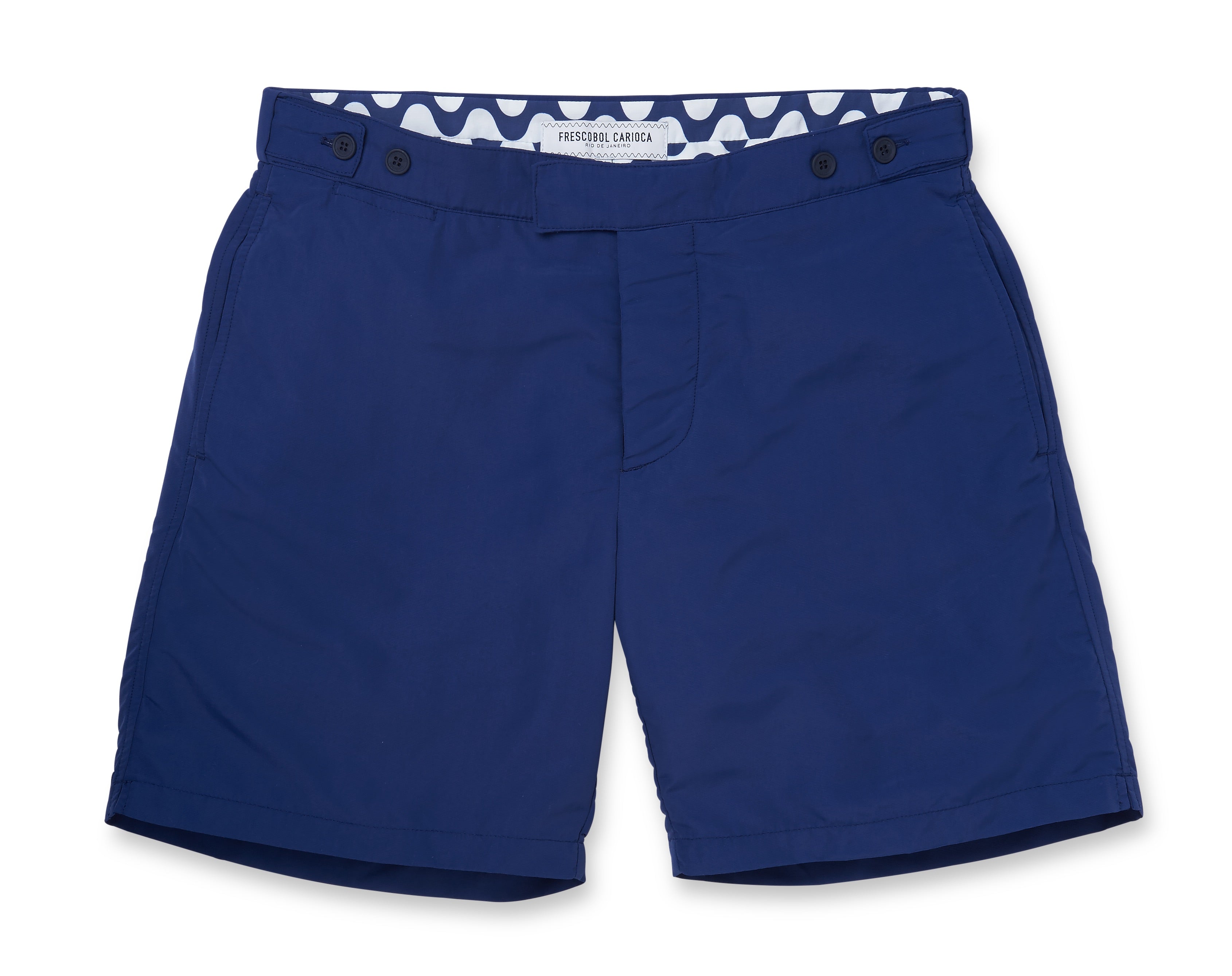 Frescobol Carioca navy blue tailored trunks short block