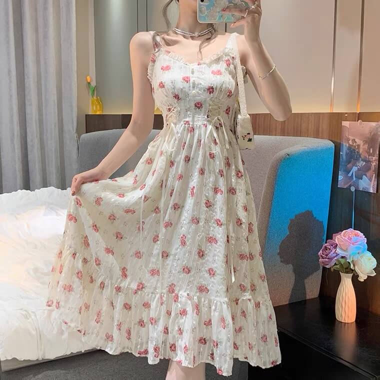 Gentle sweet floral dress BY1196, best floral dress for women.