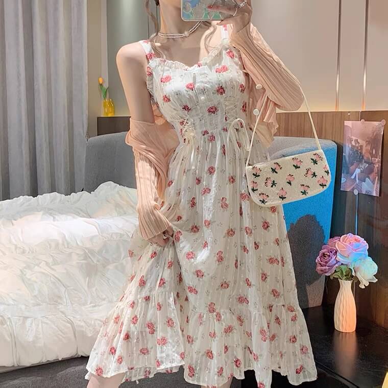 Gentle sweet floral dress BY1196, best floral dress for women.