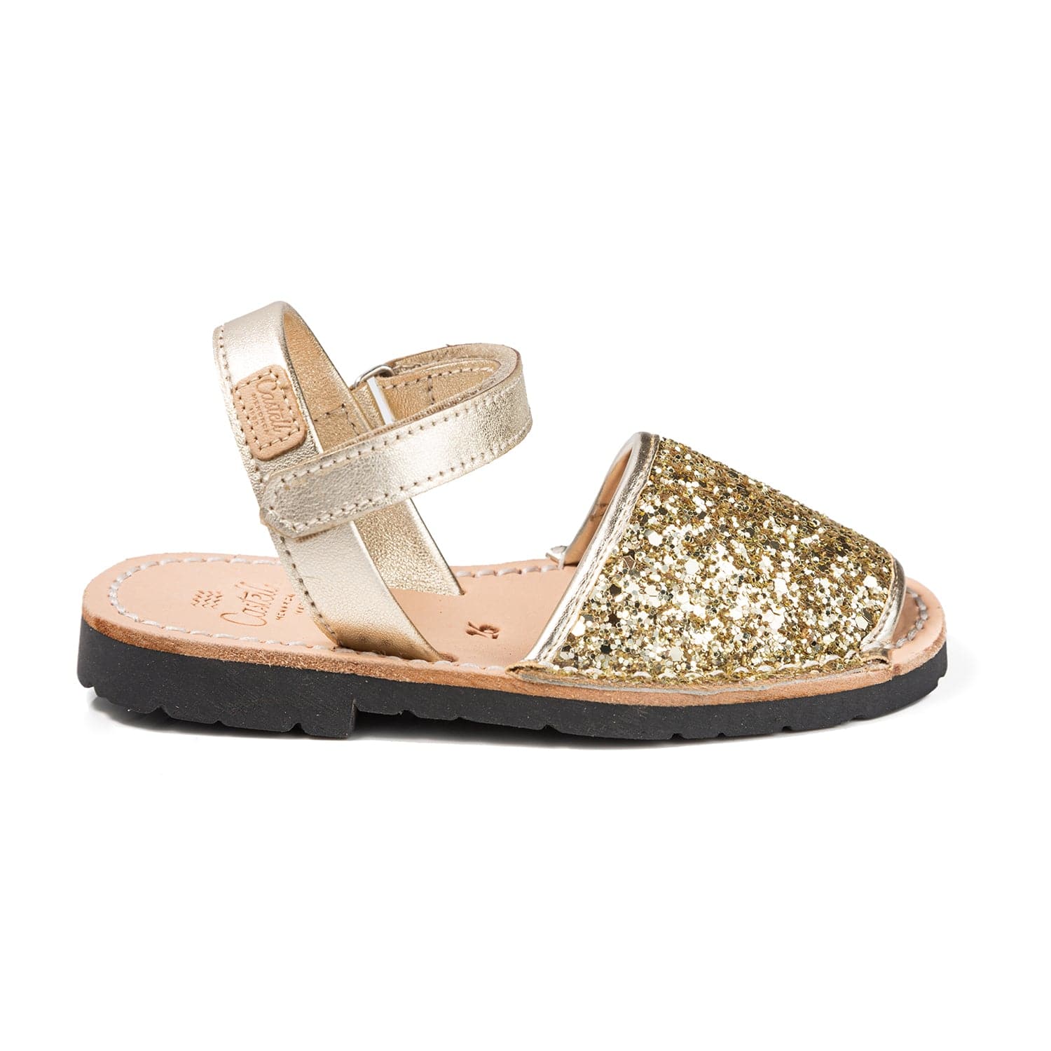 Glitter Kids Sandal - Iker 1002R Glitter Leather Open Toe Menorcan