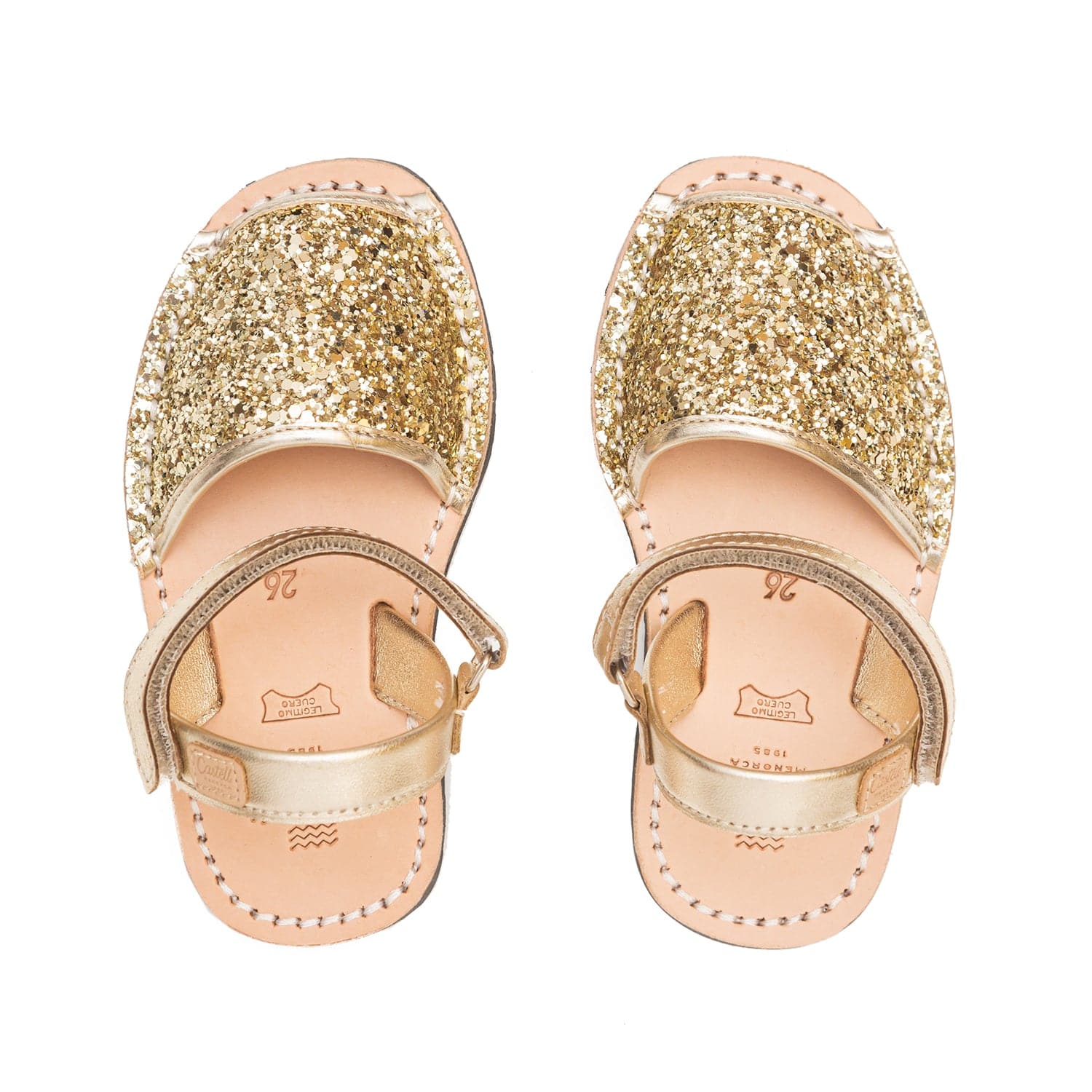 Glitter Kids Sandal - Iker 1002R Glitter Leather Open Toe Menorcan