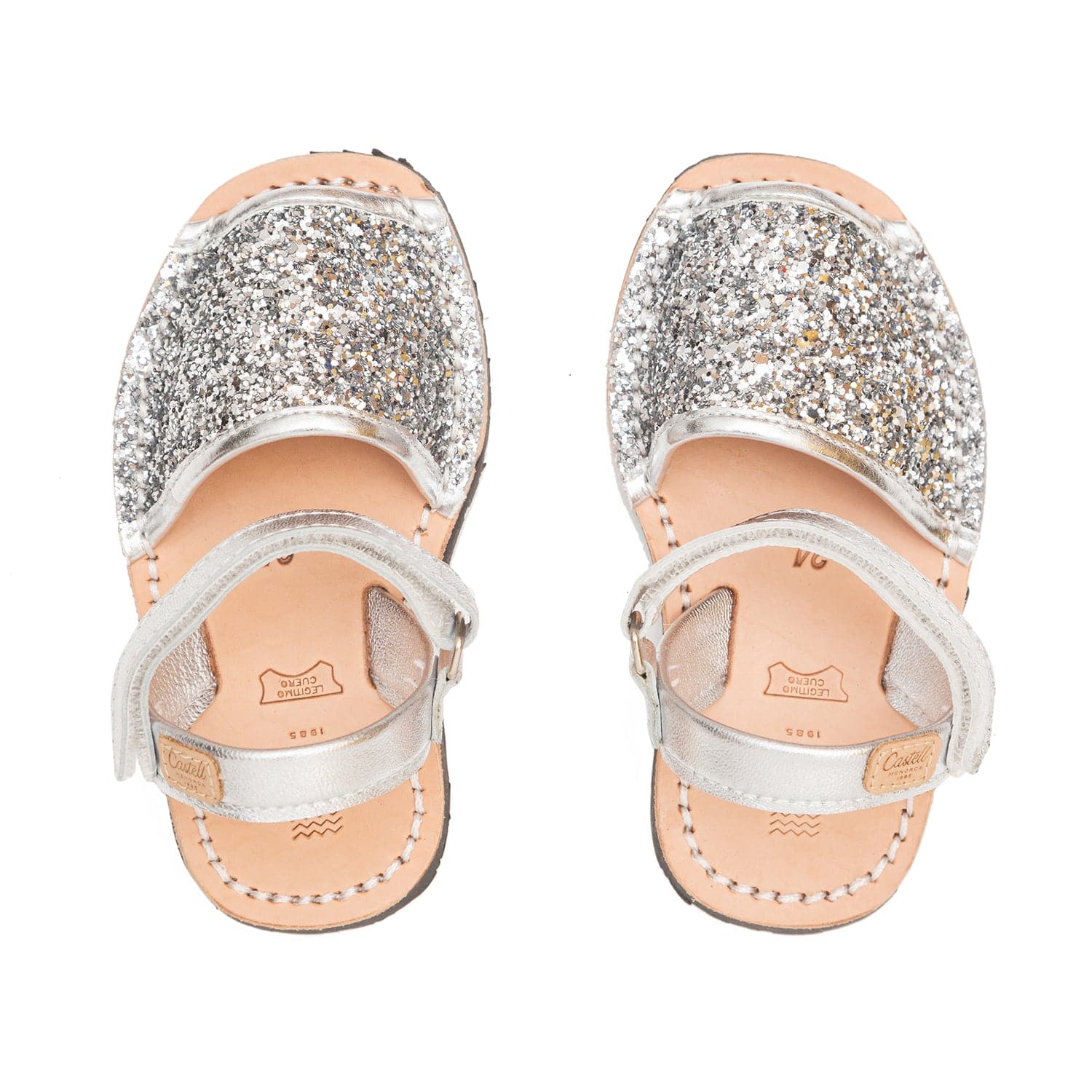 Glitter Kids Sandal - Iker 1002R Glitter Leather Open Toe Menorcan