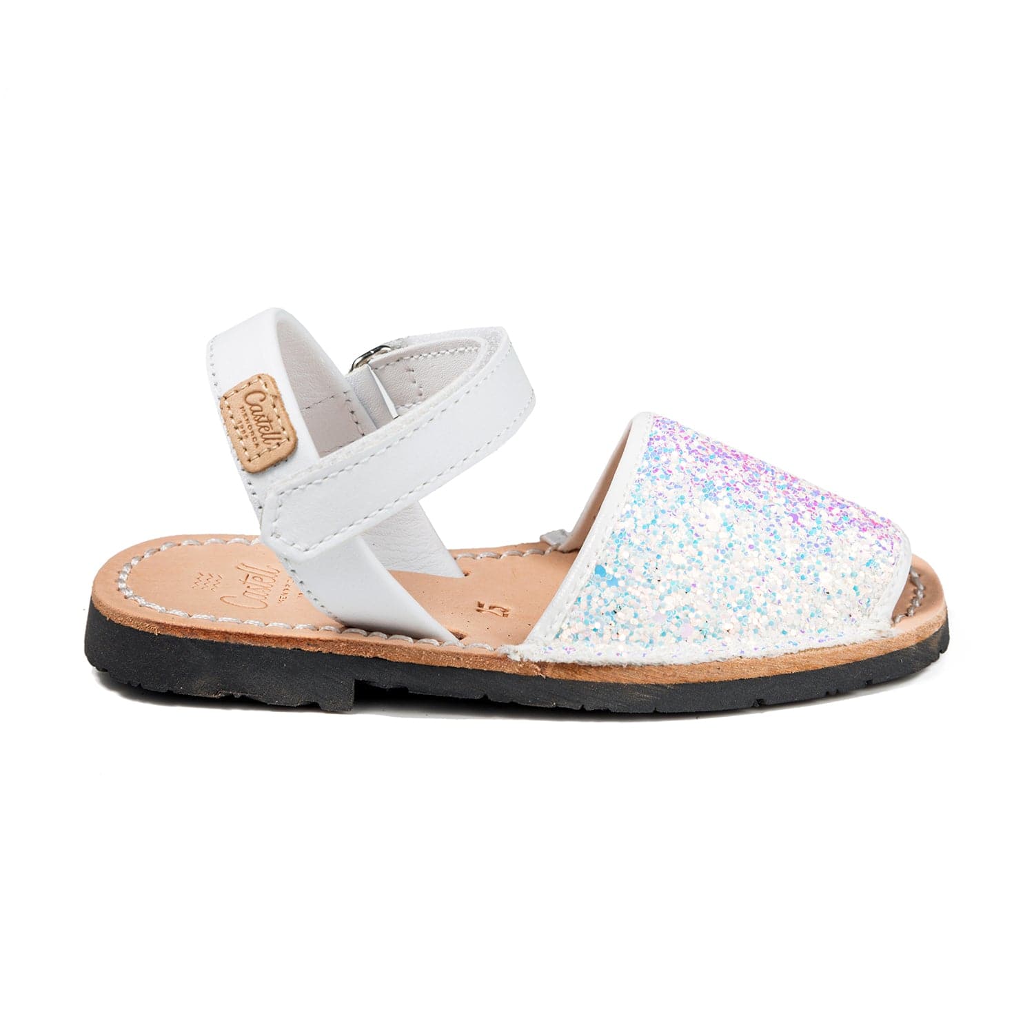 Glitter Kids Sandal - Iker 1002R Glitter Leather Open Toe Menorcan