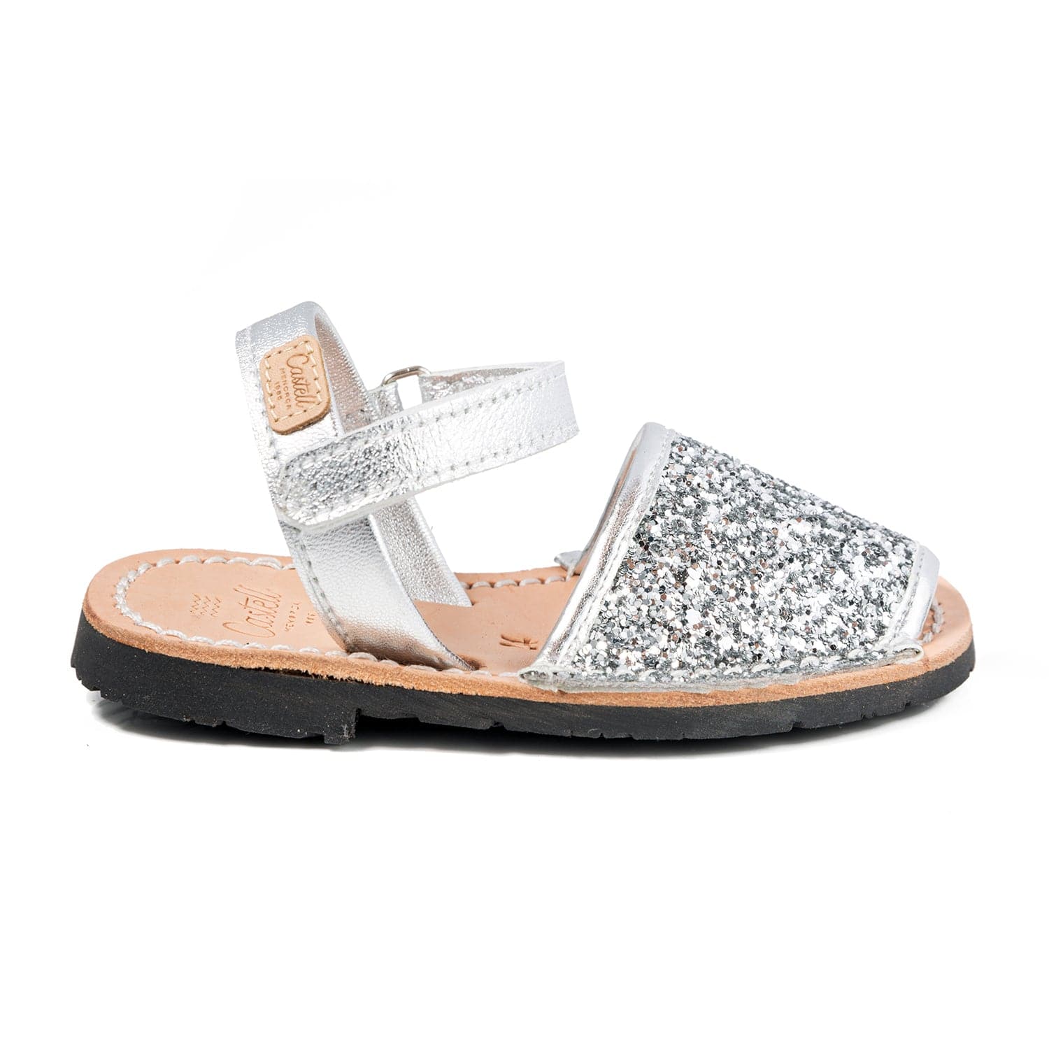 Glitter Kids Sandal - Iker 1002R Glitter Leather Open Toe Menorcan