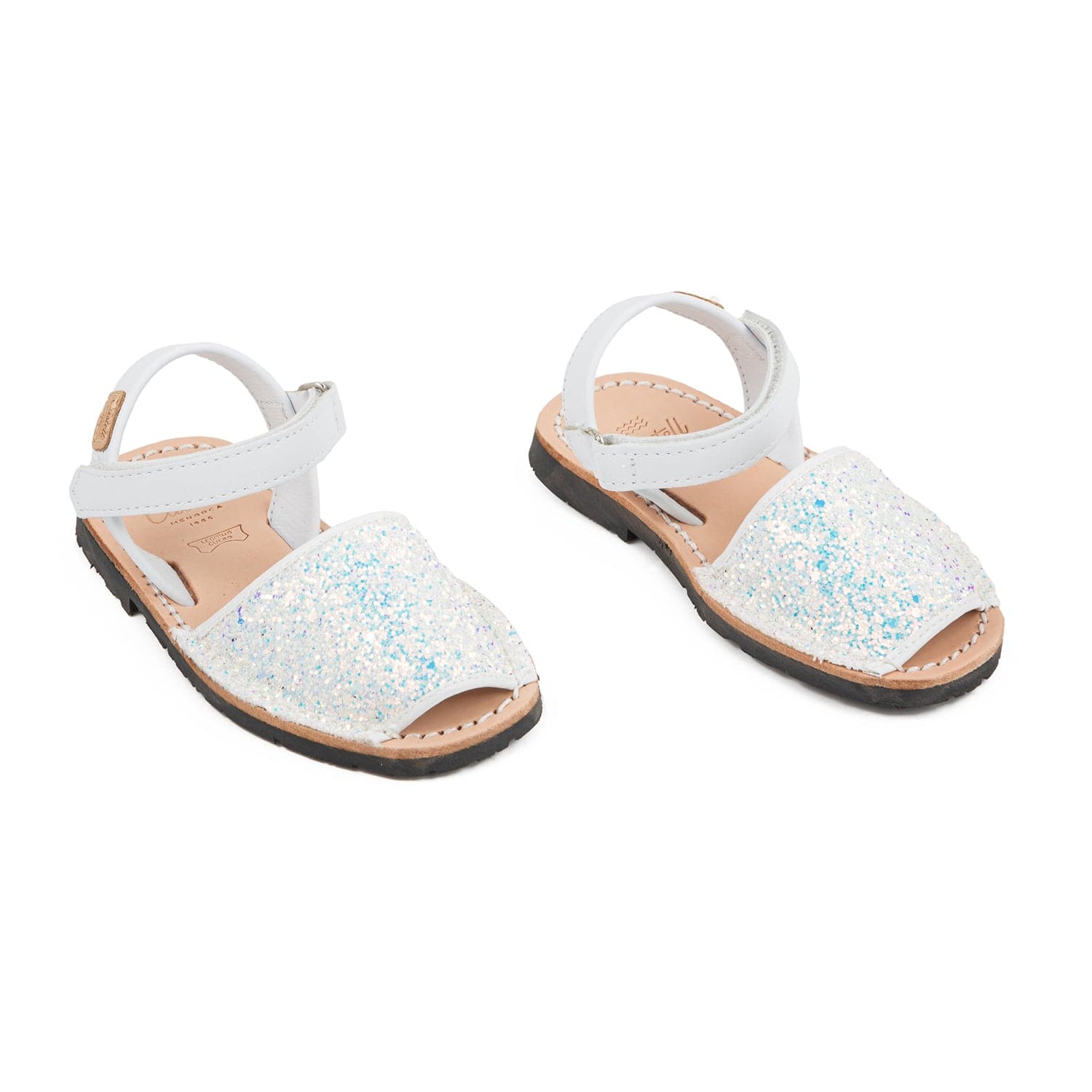 Glitter Kids Sandal - Iker 1002R Glitter Leather Open Toe Menorcan