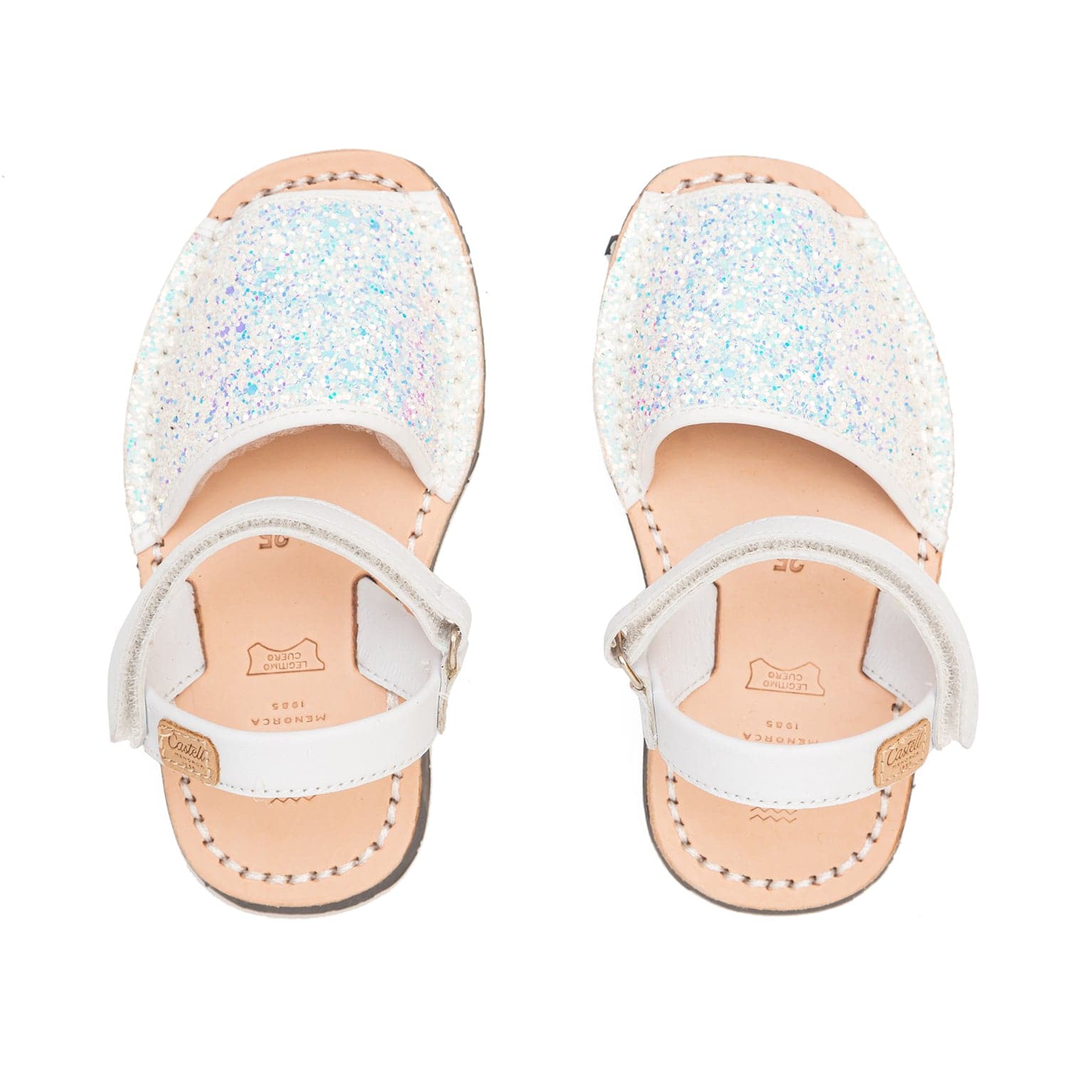 Glitter Kids Sandal - Iker 1002R Glitter Leather Open Toe Menorcan