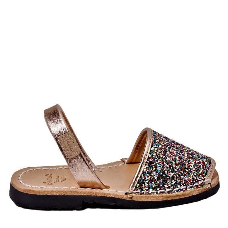 Glitter Leather Kids Menorcan Sandal - Iker 1097R