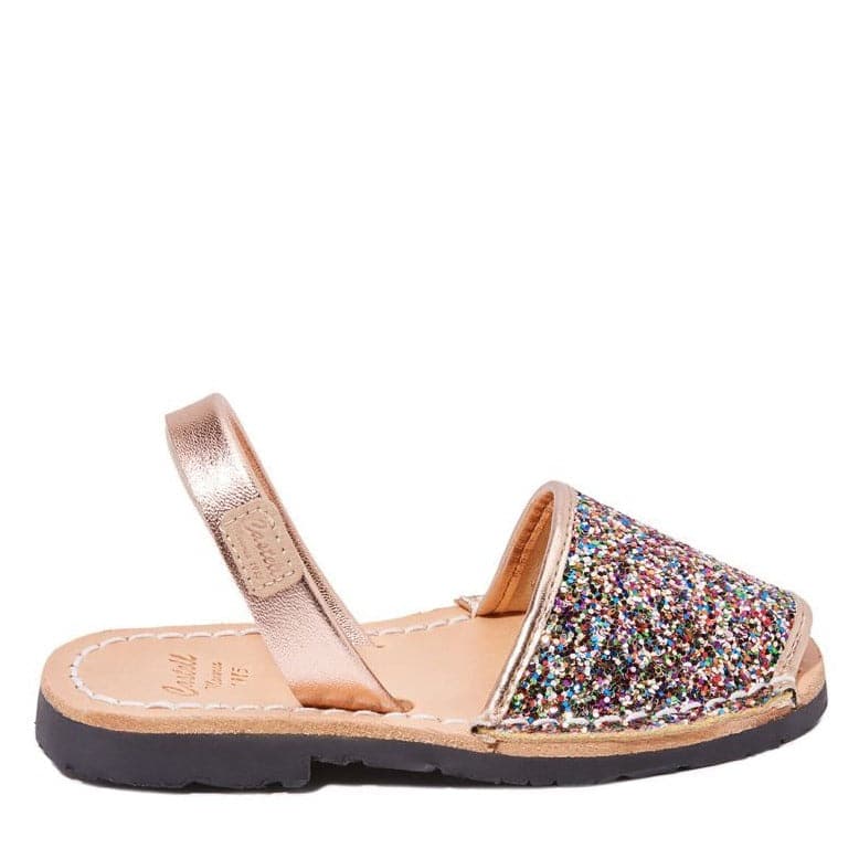 Glitter Leather Kids Menorcan Sandal - Iker 1097R